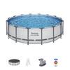 Bestway Pro MAX 16 ft. x 16 ft. Round 48 in. Metal Frame Above Ground Swimming Pool with Pump & Cover 5613AE-BW