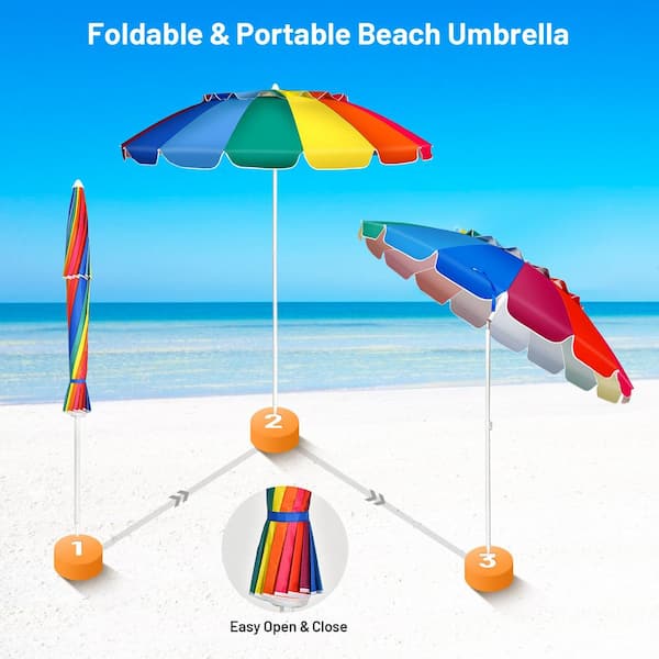 8 ft. Steel Outdoor Beach Umbrella with Sand Anchor and Tilt