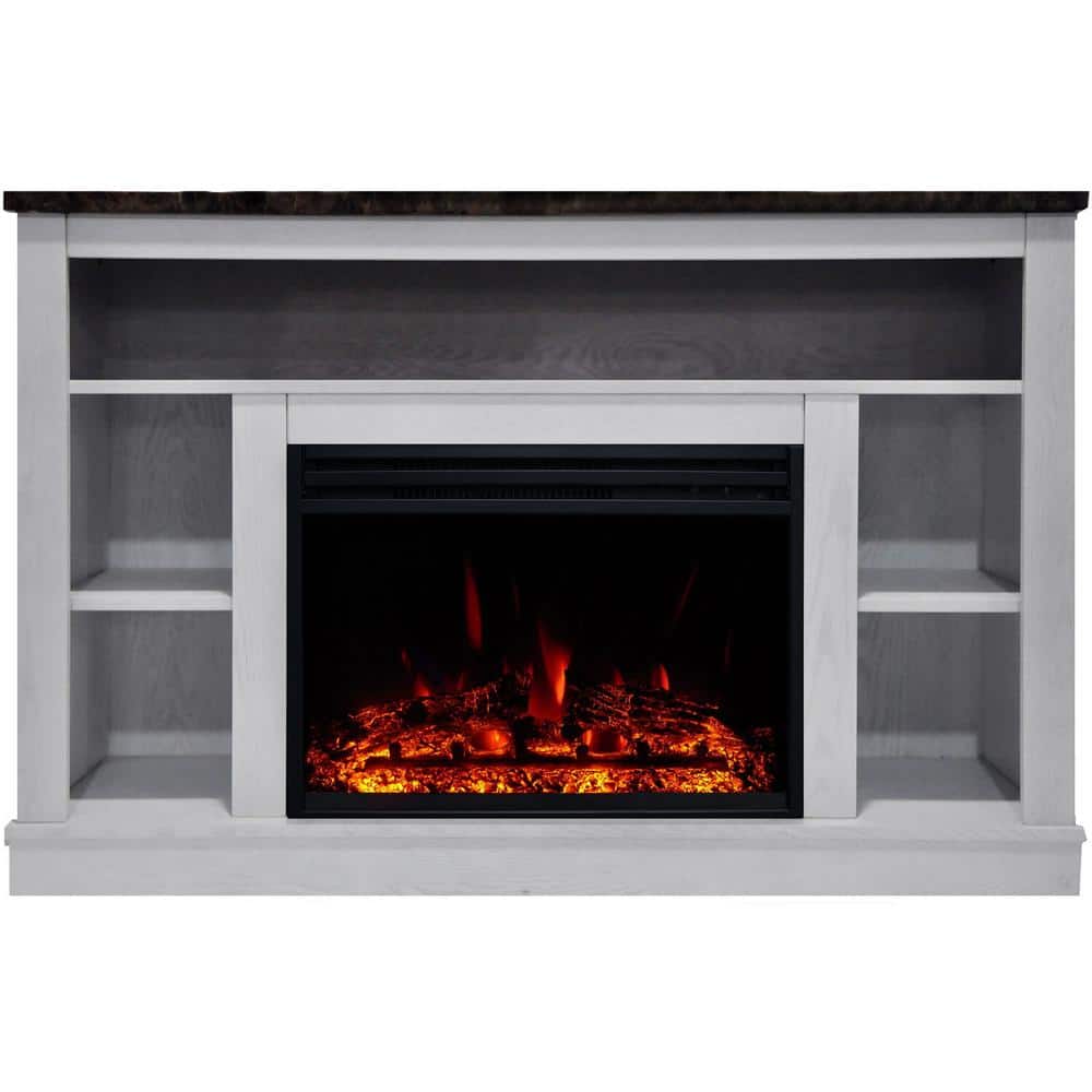 Seville 47'' White MDF Electric Fireplace with Enhanced Log Display