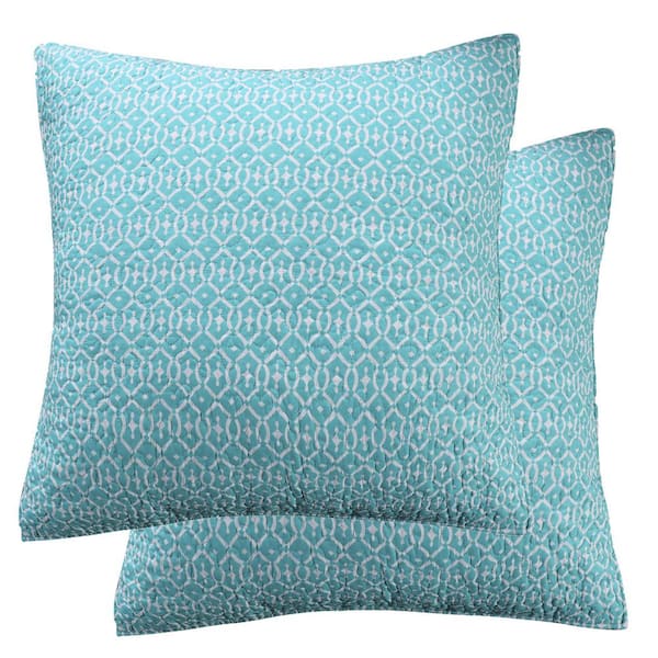 LEVTEX HOME Sophia Teal Medallion Quilted Cotton Euro Sham (Set of 2)