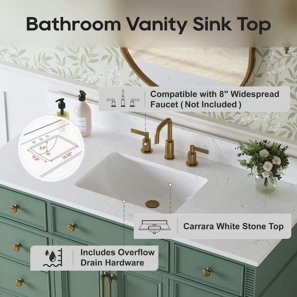DELUXE DL LIVING Lissa 49 in. Single Sink Freestanding Sea Green
