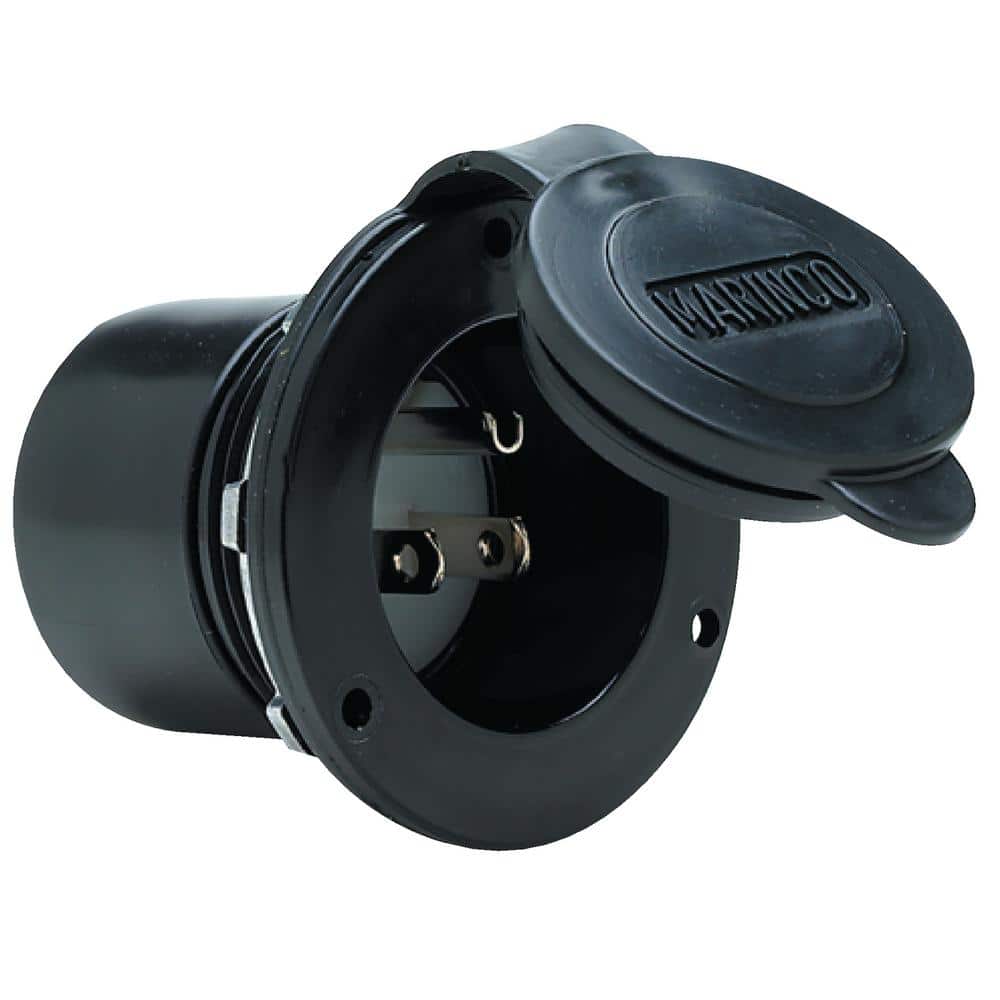 Straight Blade Hard Wired Charger Inlet, Black 150BBI - The Home Depot