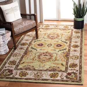 Classic Green/Ivory 10 ft. x 14 ft. Floral Border Area Rug