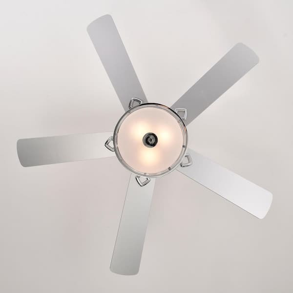 Light Pro 52 in. Smart Indoor Chrome Finish Downrod Mount Low Profile Standard Ceiling Fan with Remote for Living Room