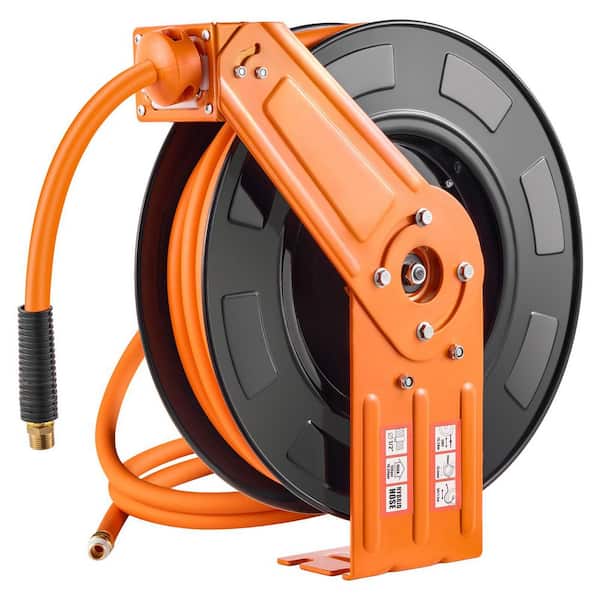 Retractable Air Hose Reel, 1/2 in. x 50 ft. Hybrid Air Hose Max 300PSI, Air Compressor Hose Reel Auto-Rewind