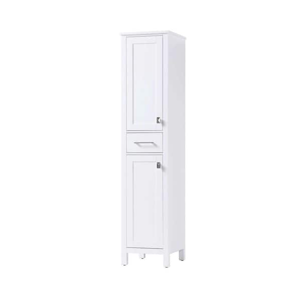 16 in. W x 18 in. D x 72 in. H White Freestanding Linen Cabinet
