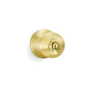 Polished Brass Entry Door Knob with 2 KW1 Keys