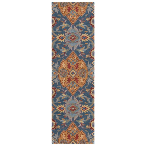 Heritage Navy/Gold 2 ft. x 8 ft. Ornate Geometric Runner Rug