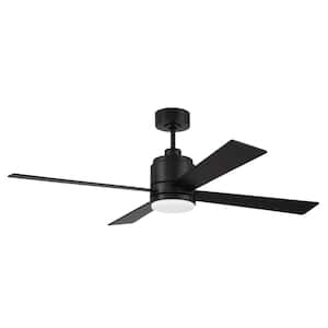 McCoy 52 in. Indoor Flat Black Finish Ceiling Fan with Soft White Integrated LED Light and 4 Speed Control Included