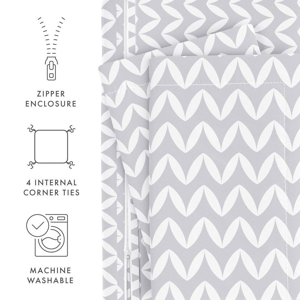 Light Gray Chevron Twin Duvet Cover Set with Shams