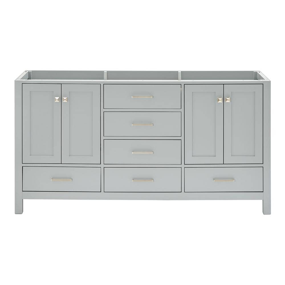 Cambridge 66" Gray Double Freestanding Bathroom Vanity Cabinet