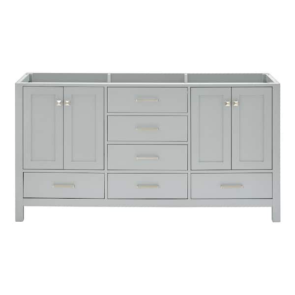 Cambridge 66 in. W x 21.5 in. D x 34.5 in. H Double Freestanding Bath Vanity Cabinet without Top in Gray