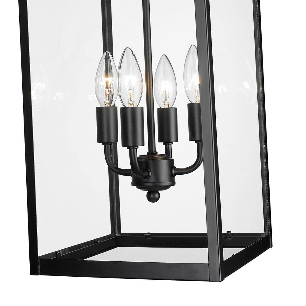 Barkeley Black Powder Coated Glass Outdoor Pendant Light