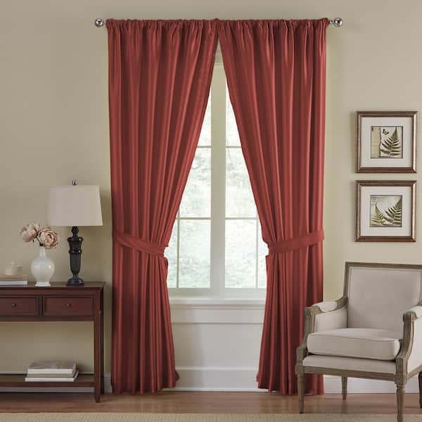 Elrene Rouge Faux Silk Rod Pocket Blackout Curtain - 52 in. W x 95 in. L  026865854091 - The Home Depot