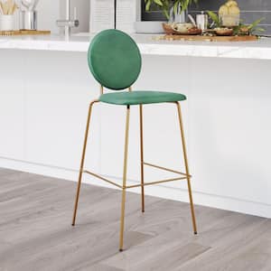 Odessa Collection Green & Gold 100% Polyester Barstool - (Set of 2)