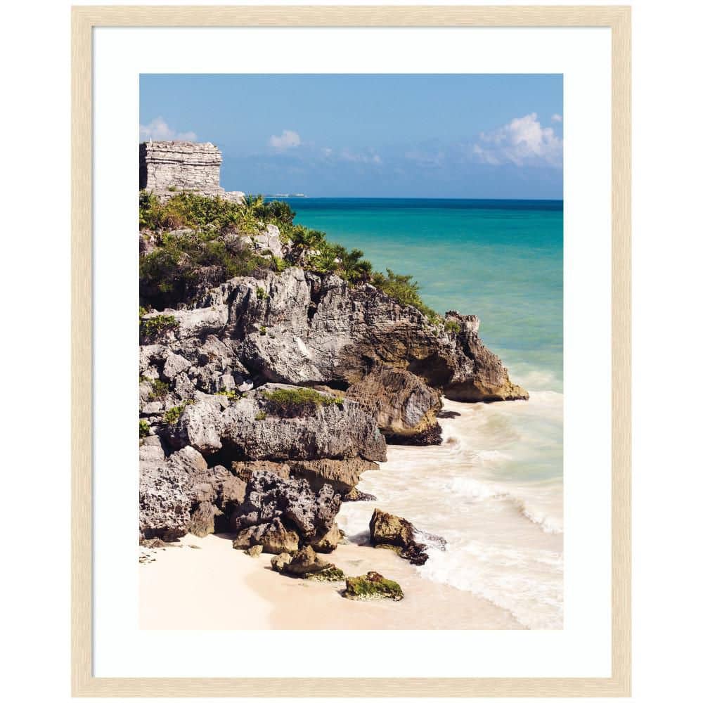 "Woodgrain ""Tulum Ruins Mexico Seascape"" by Stephanie Klatt Landscape Framed Art Print 42 in. x 34 in." price history on PriceWatchPro