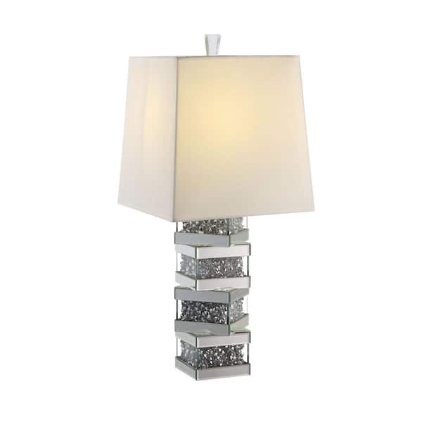 HomeRoots 30 in. Clear Standard Light Bulb Bedside Table Lamp