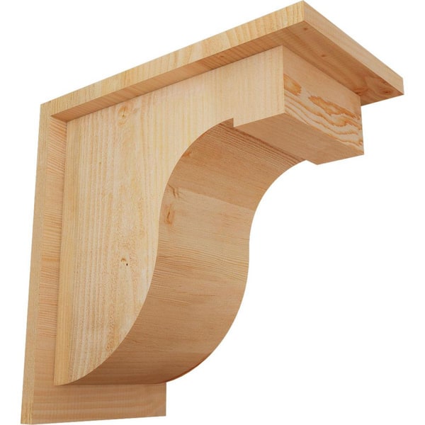 Ekena Millwork 8 in. x 14 in. x 14 in. Douglas Fir Del Monte Rough Sawn Corbel with Backplate