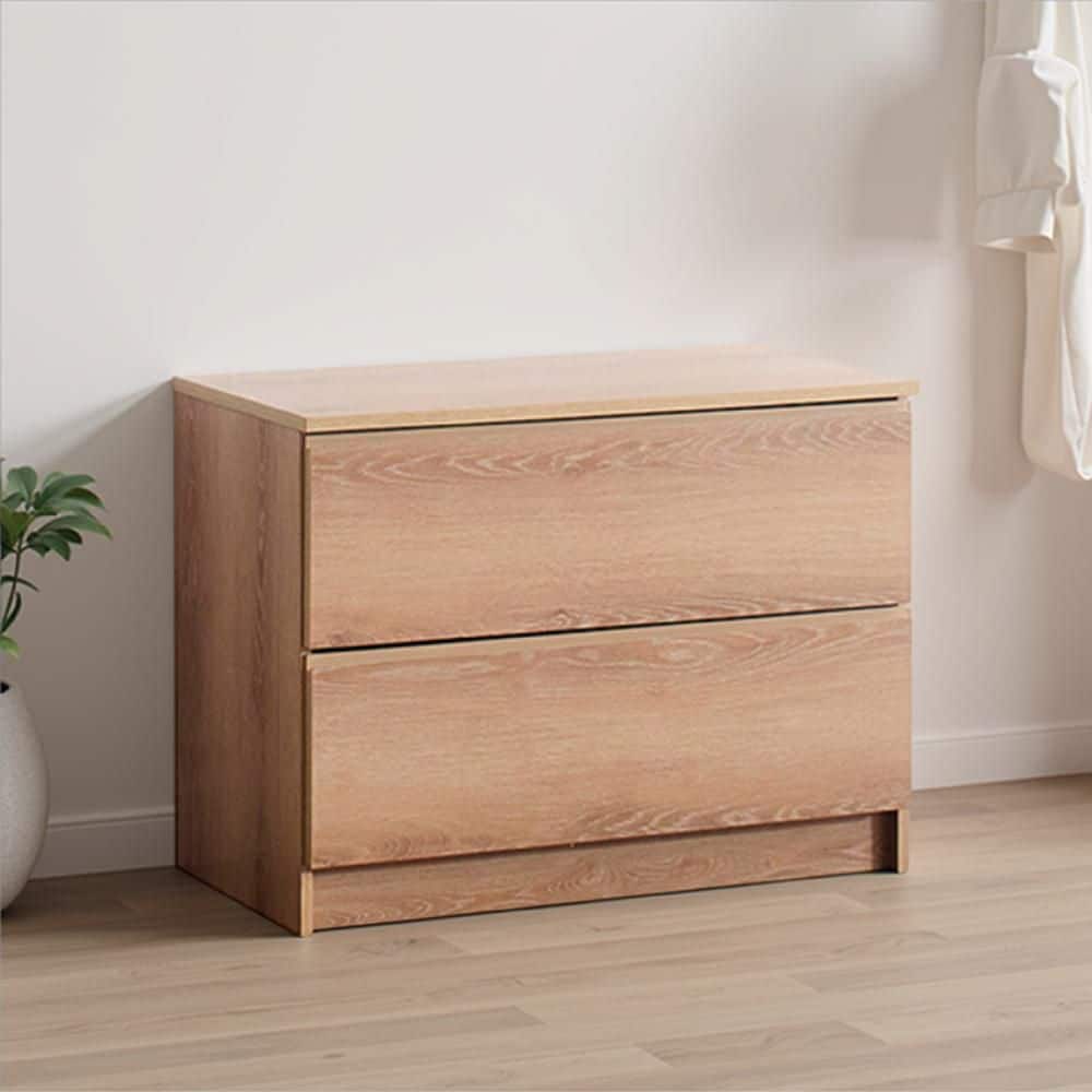Benjara Brown 2-Drawers 31.5 in. Wide Chest of Drawers BM337089
