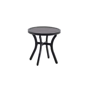 Mix and Match 18 in. Black Round Metal Outdoor Patio Side Table