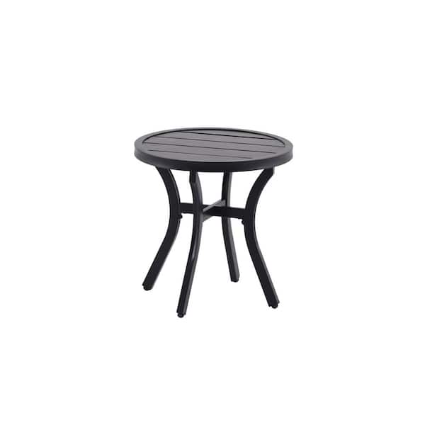 StyleWell Mix and Match 18 in. Black Round Metal Outdoor Patio Side Table