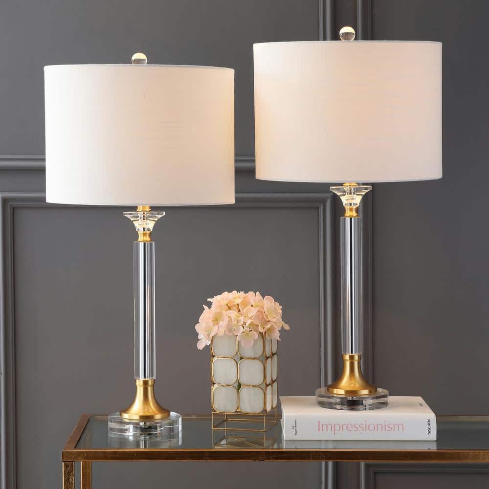 JONATHAN Y Mark 28 in. Clear/Brass Gold Crystal/Metal LED JONATHAN Y Mark 28 in. Clear/Brass Gold Crystal/Metal LED