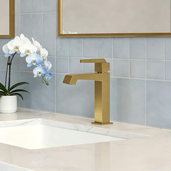 8.75 in. H Single Hole 1-Handle Brass Bathroom Sink Faucet with Pop-Up Drain, Spot-Resistant in Brushed Gold, 1.2 GPM