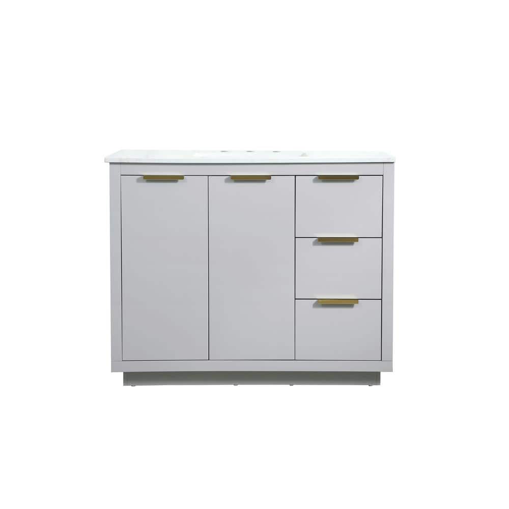 Timeless Home 42 in. W Single Bath Vanity in Grey with Engineered Stone Van
