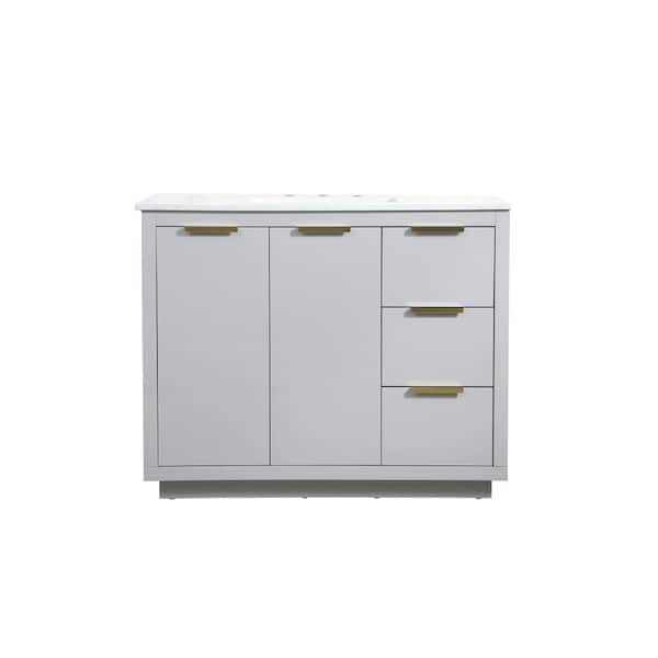 Unbranded Timeless Home 42 in. W Single Bath Vanity in Grey with Engineered Stone Vanity Top in Calacatta with White Basin