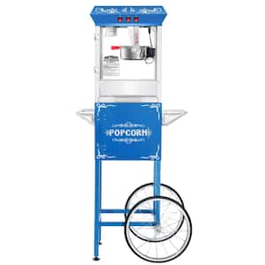 8 oz. Blue Popcorn Machine with Cart and 5-Pack of Kernels Foundation Popper