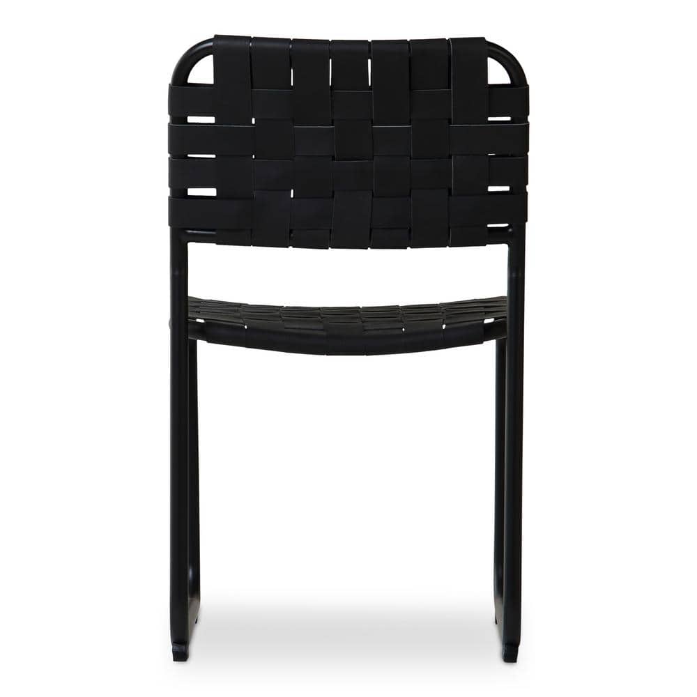 Bailee Black Genuine Leather and Iron Side Chair Set