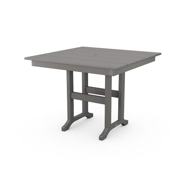 POLYWOOD Slate Grey Square Plastic Outdoor Dining Table