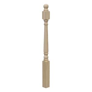 Stair Parts 4010 48 in. x 3 in. Unfinished Poplar Ball Top Starting Newel Post for Stair Remodel