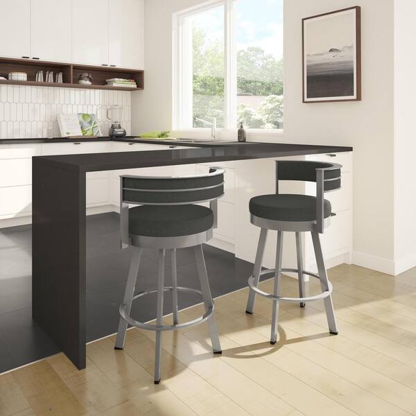 Amisco Browser 30 In Charcoal Grey, High Quality Swivel Bar Stools