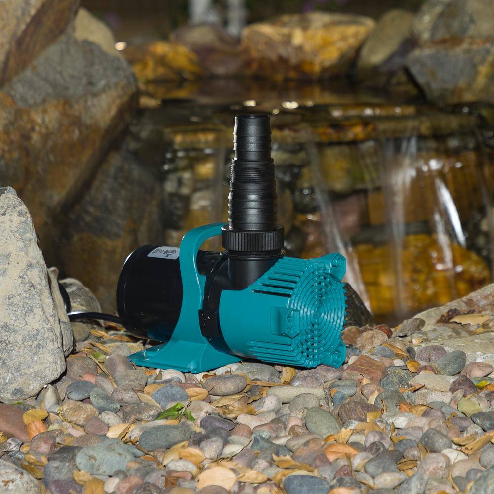 Teal and Black 5600 GPH Electric Pond Pump with Mesh Bag