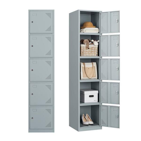Unbranded Metal Locker 5 Doors Employees Locker Storage Cabinet in Gray
