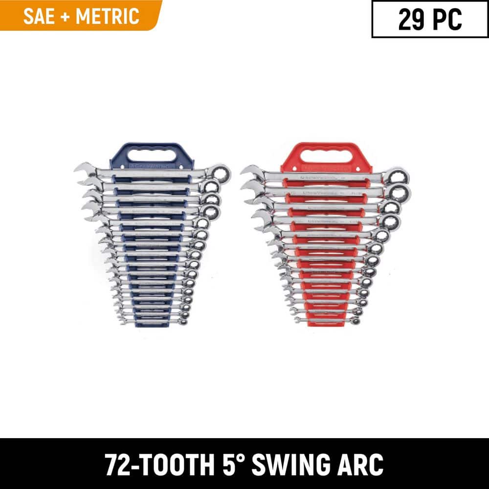 GEARWRENCH Master Metric/SAE Combination Ratcheting Wrench Set (29-Piece) 94329C