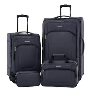 4-Piece Expandable Gray Upright Rolling LuggageCollection 360° Spinner Wheel System and Matching Totes