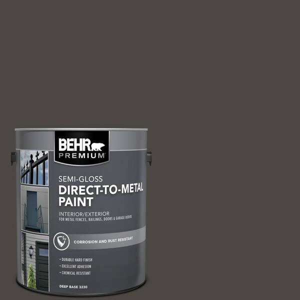 BEHR PREMIUM 1 gal. #PPU24-01 Black Mocha Semi-Gloss Direct to Metal Interior/Exterior Paint