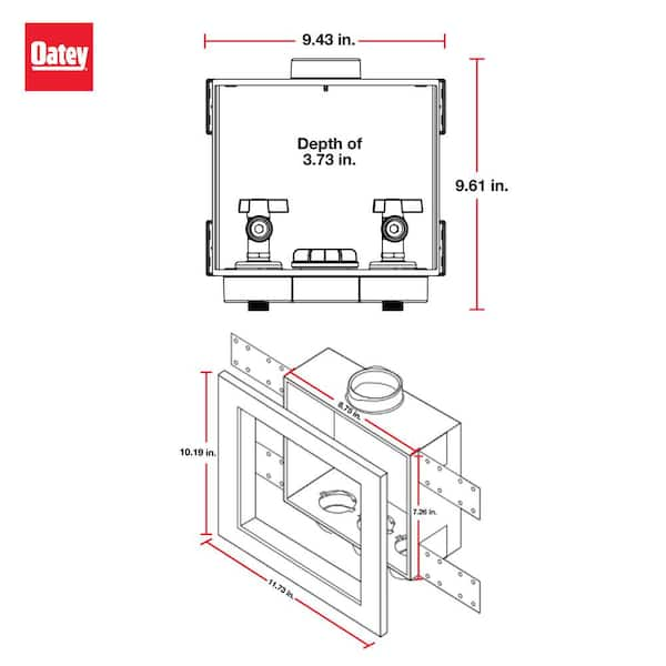 Quadtro 2 in. Copper Sweat Connection Washing Machine Outlet Box with 1/4 Turn Brass Screw-On Ball Valves