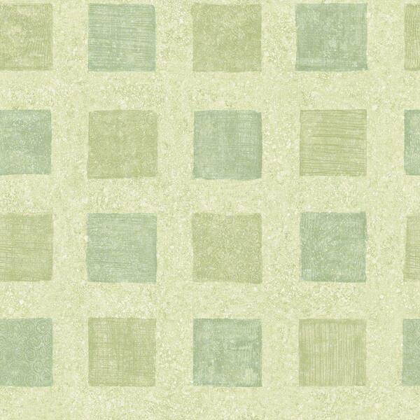 The Wallpaper Company 56 sq. ft. Green Pastel Contemporary Squares Wallpaper