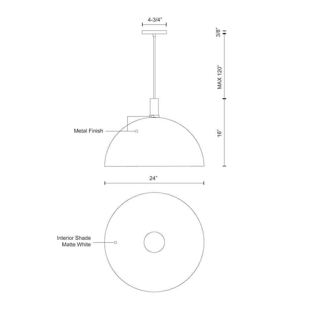 White Aluminum Bowl Pendant Light with Brushed Nickel Accents