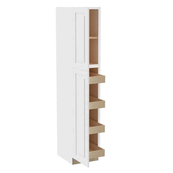 Home Decorators Collection Grayson 18 in. W x 24 in. D x 90 in. H Assembled Plywood Pantry Kitchen Cabinet in Pacific White with 4ROT Soft Close LH