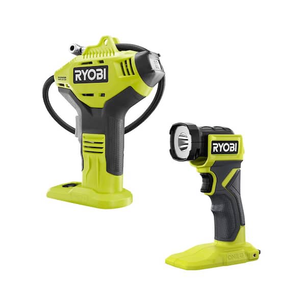 RYOBI ONE+ 18V Cordless 2-Tool Combo Kit with High Pressure Inflator with Digital Gauge and Cordless LED Light (Tools Only)