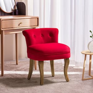 Nila Red Vanity Velvet Upholstered Stool with Solid Wooden Legs 20 in. W x 20.7 in. D x 25.7 in. H