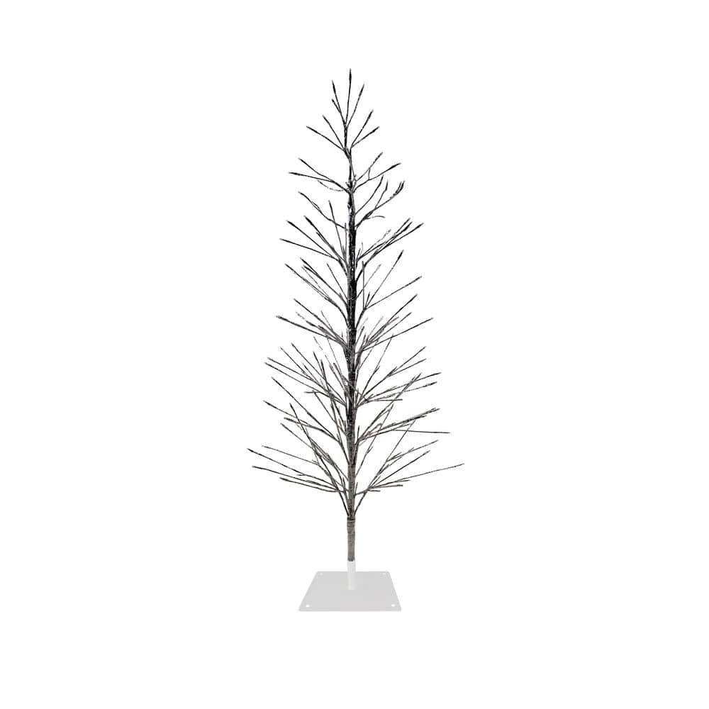 Festive Indoor/Outdoor Artificial Christmas Tree with Green LED Lights, Sil