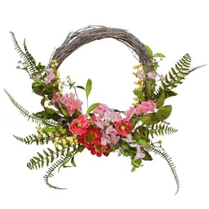 20 in. Artificial Dia Spring Flowers Wreath