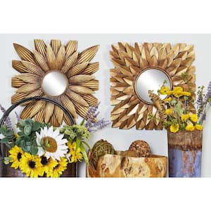 17 in. x 17 in. Gold Metal Rustic Square Wall Mirror (Set of 9)