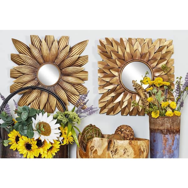 17 in. x 17 in. Gold Metal Rustic Square Wall Mirror (Set of 9)