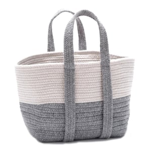 2-Tone 16 in. x 14 in. x 16 in. Wool-Blend Storage in Tote in Light Gray